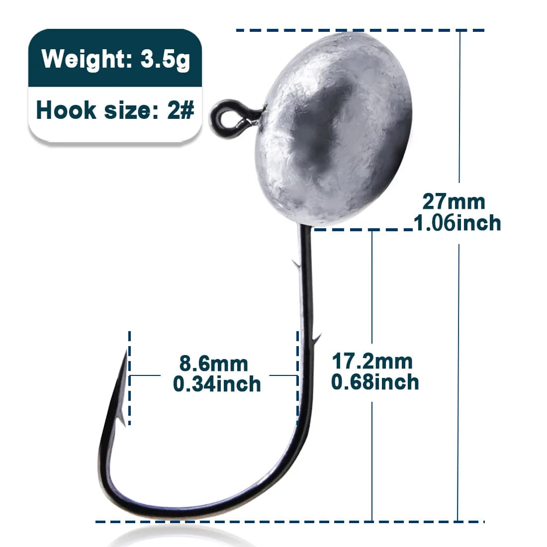 Micro Jig Head Hook, 1.5g-7.5g, Double Barbed, 10 Pcs