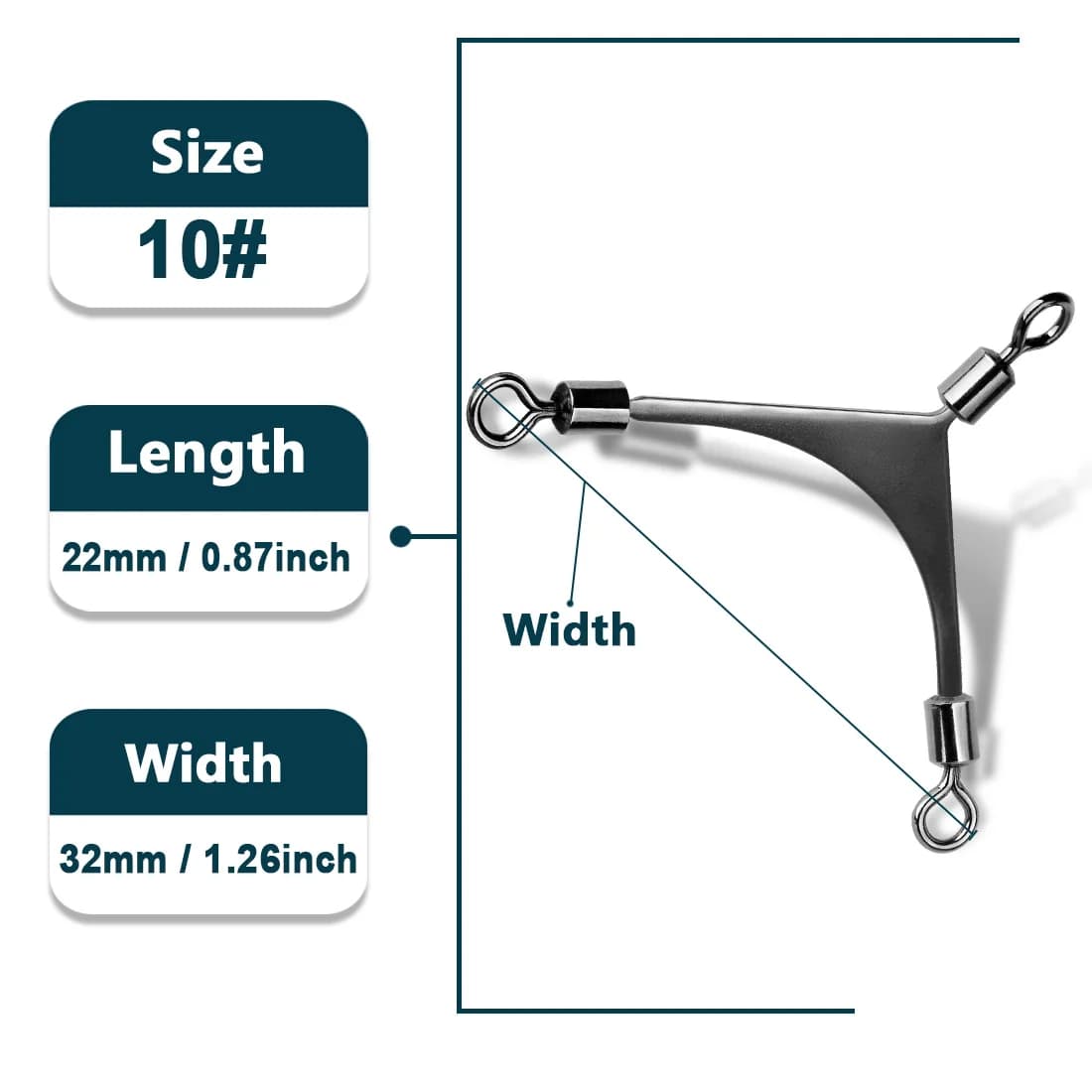 15-60Pcs 3-Way Rolling Barrel Swivels