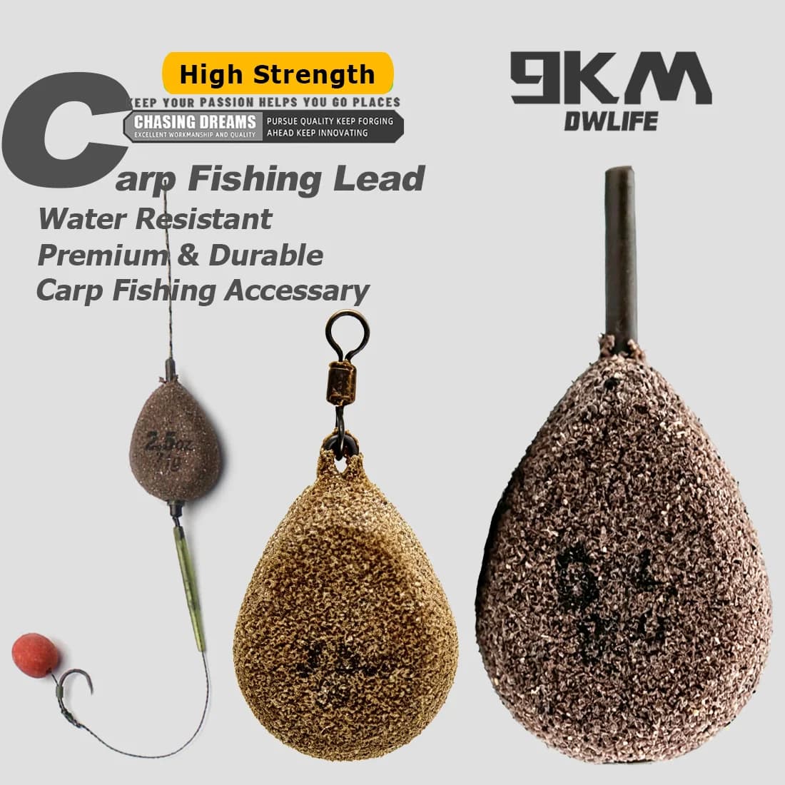 Inline Pear Lead Weights with Bolt Effect for Carp