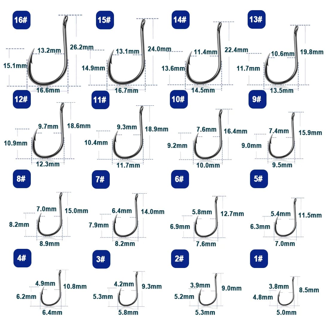 Ringed Eye Octopus J Hooks, 50 Pcs