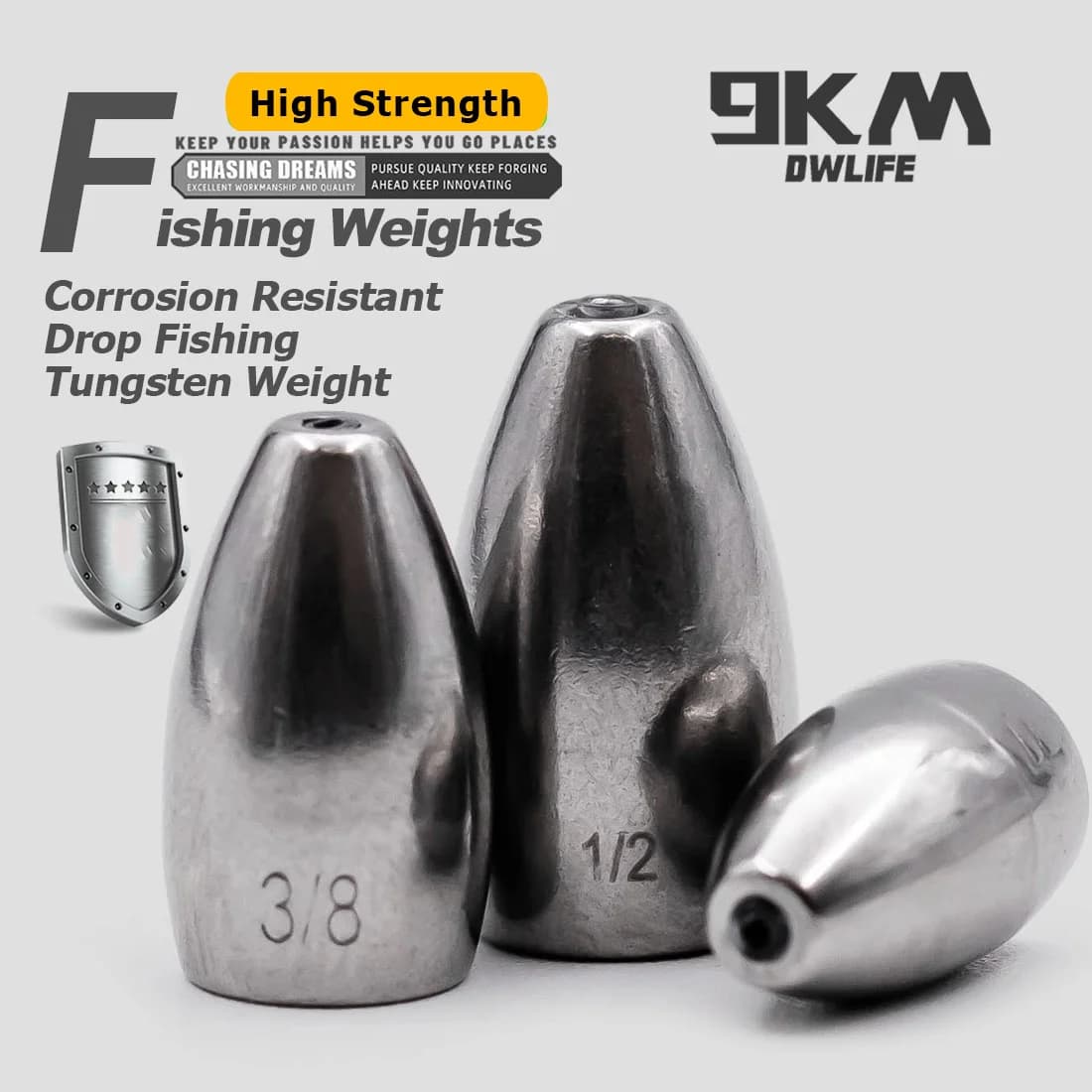 5Pcs Tungsten Bullet Fishing Weights