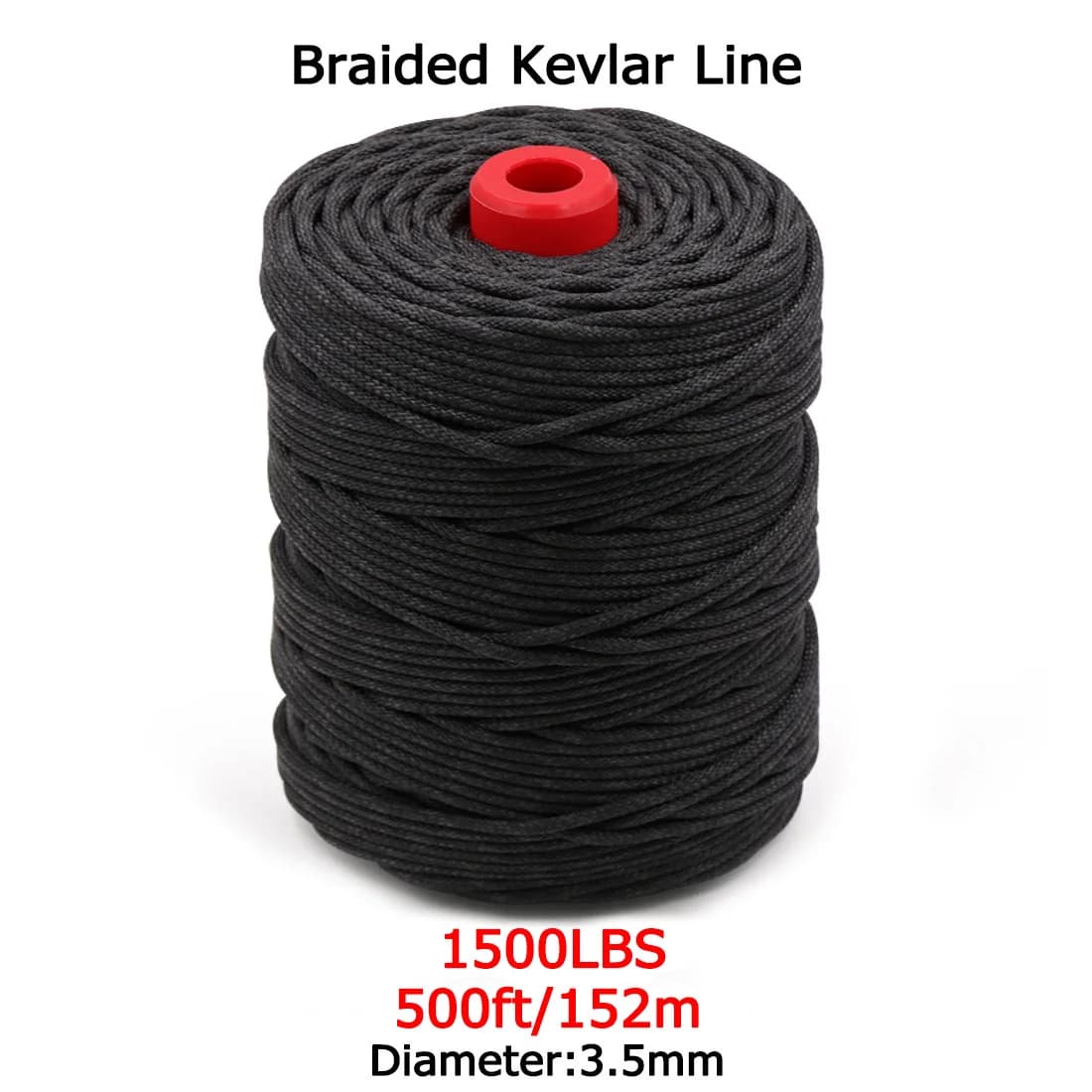 Black Braided Kevlar Fishing Assist Rope, 50-1500 Lbs