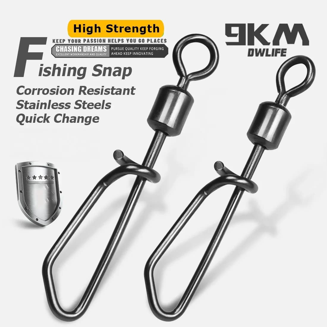 Stainless Steel Rolling Swivels with Snap Connector