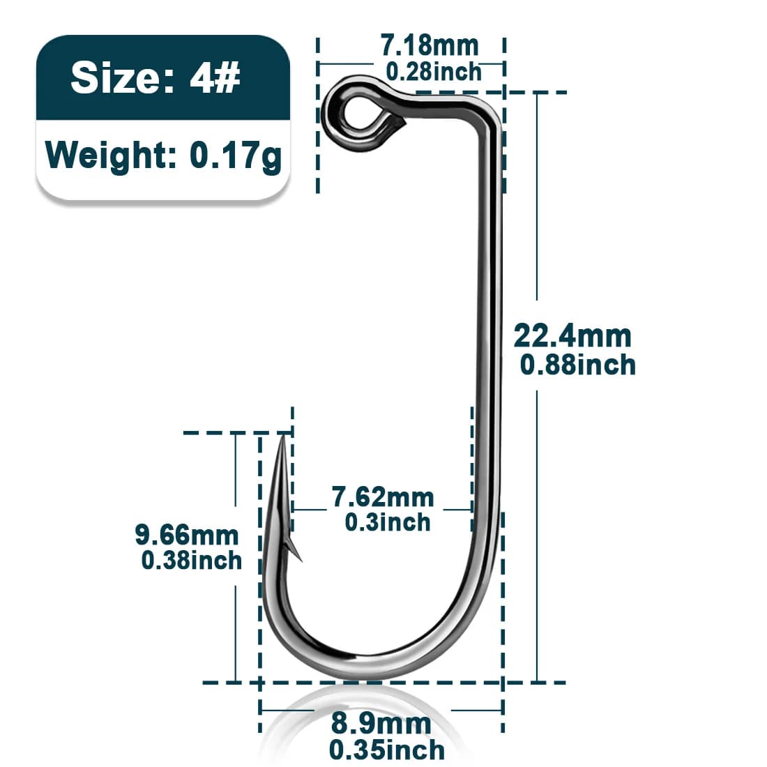 90-Degree Long Shank Jig Hooks, 50-200 Pcs