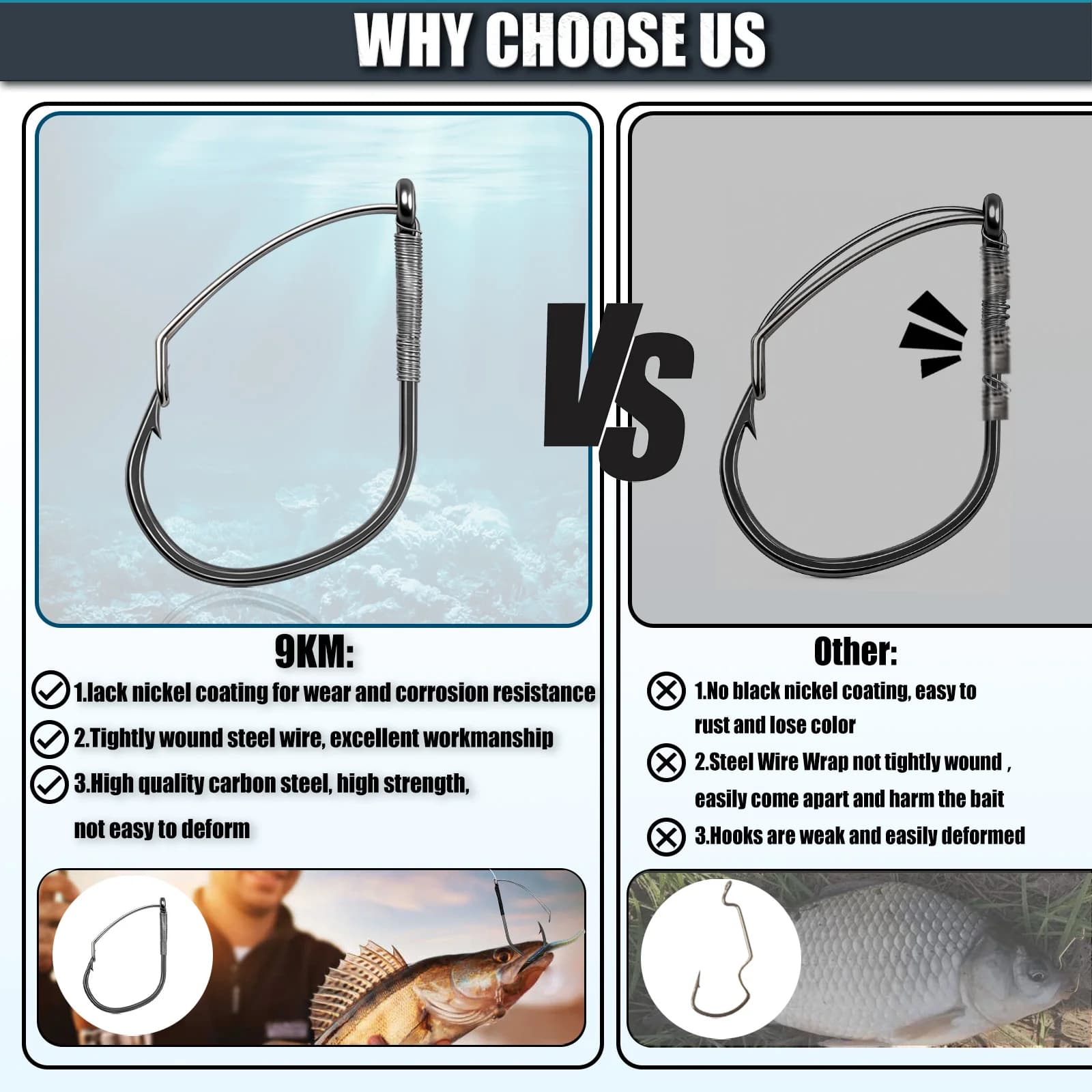 50-200pcs Weedless Wacky Rig V-Bend Hooks