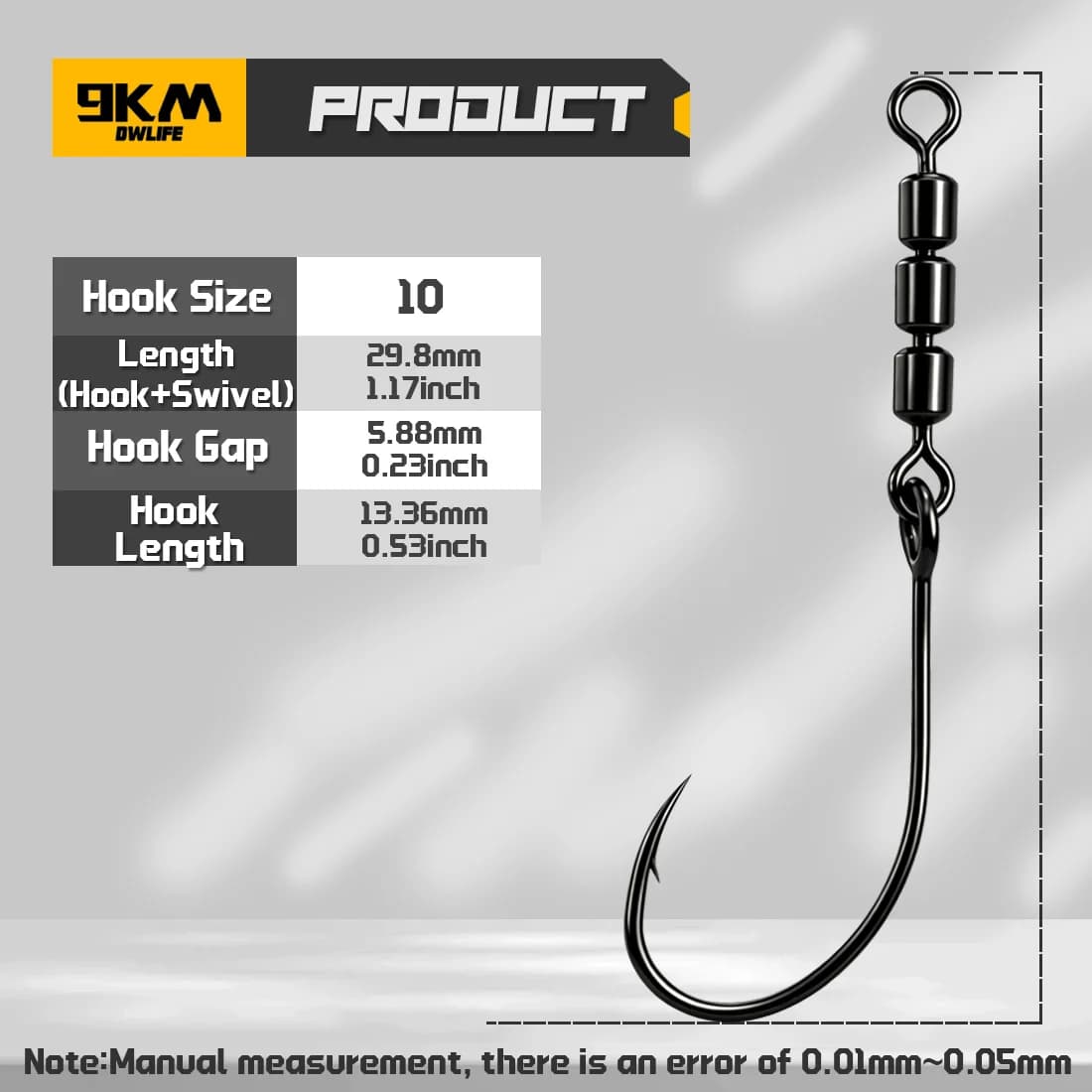 Fishing Spinning Hook with Swivel, 10 Pack