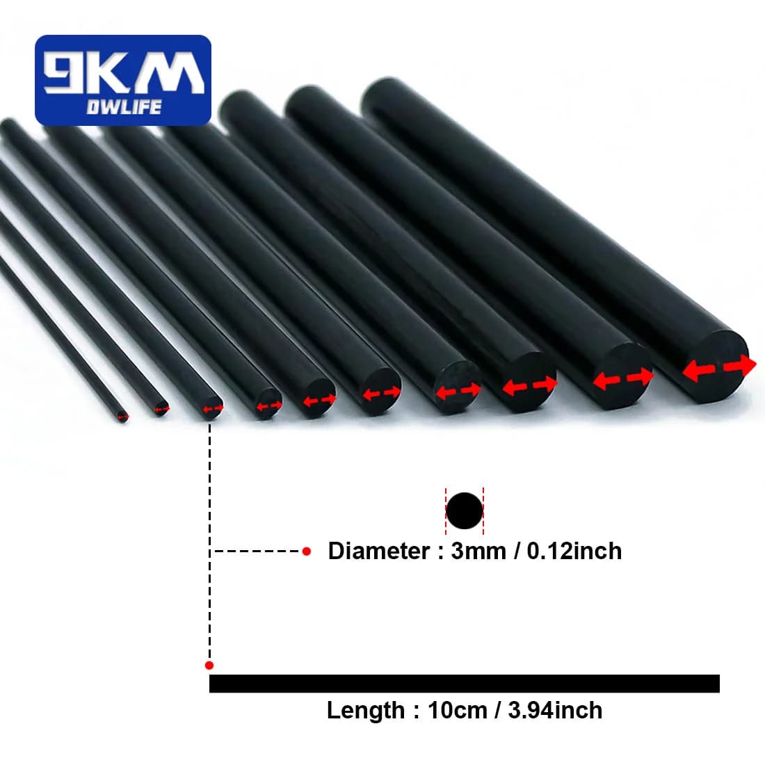 Carbon Fiber Rod Repair Kit with Wrapping Thread, 3 Pcs