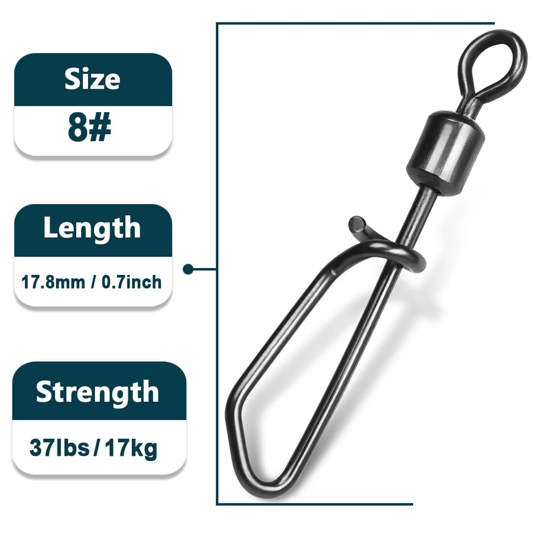 Stainless Steel Rolling Swivels with Snap Connector