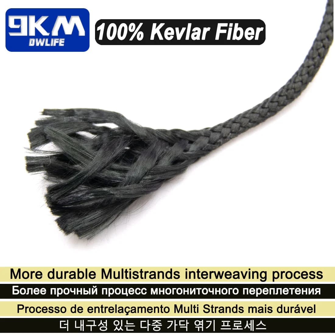 Black Braided Kevlar Fishing Assist Rope, 50-1500 Lbs