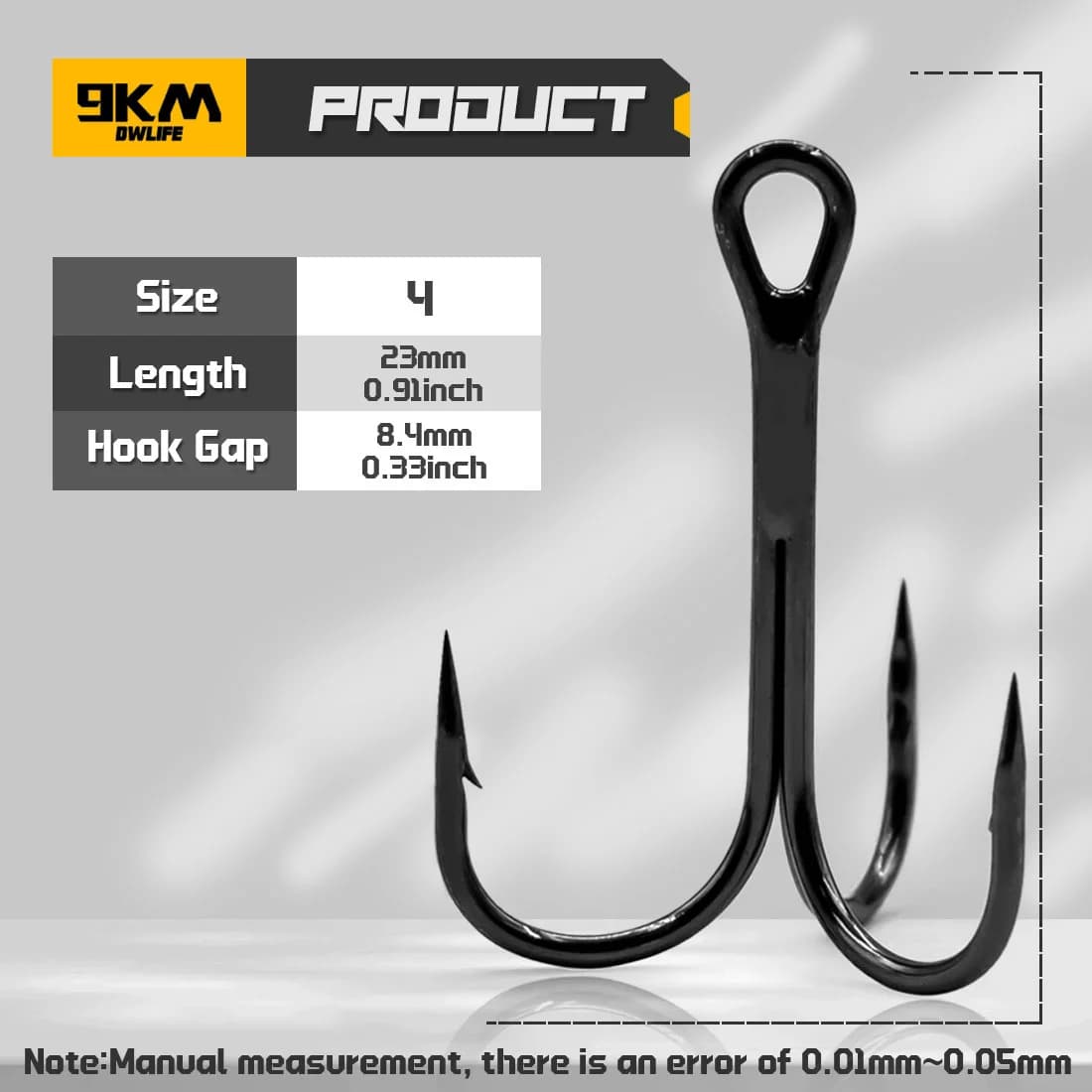 High Carbon Steel Treble Hooks, 15 Pcs