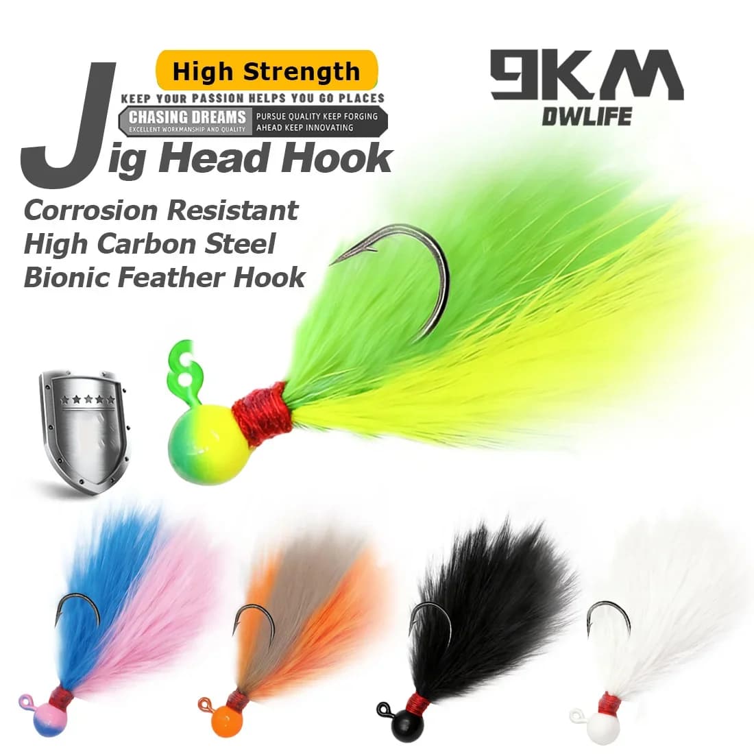 5Pcs Mixed Color Marabou Feather Jig Kit