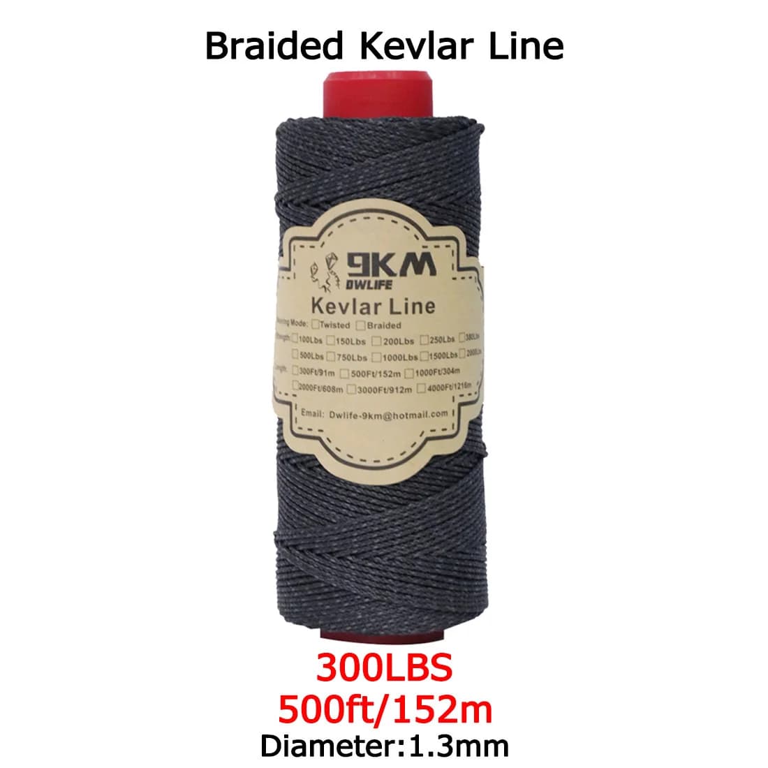 Black Braided Kevlar Fishing Assist Rope, 50-1500 Lbs