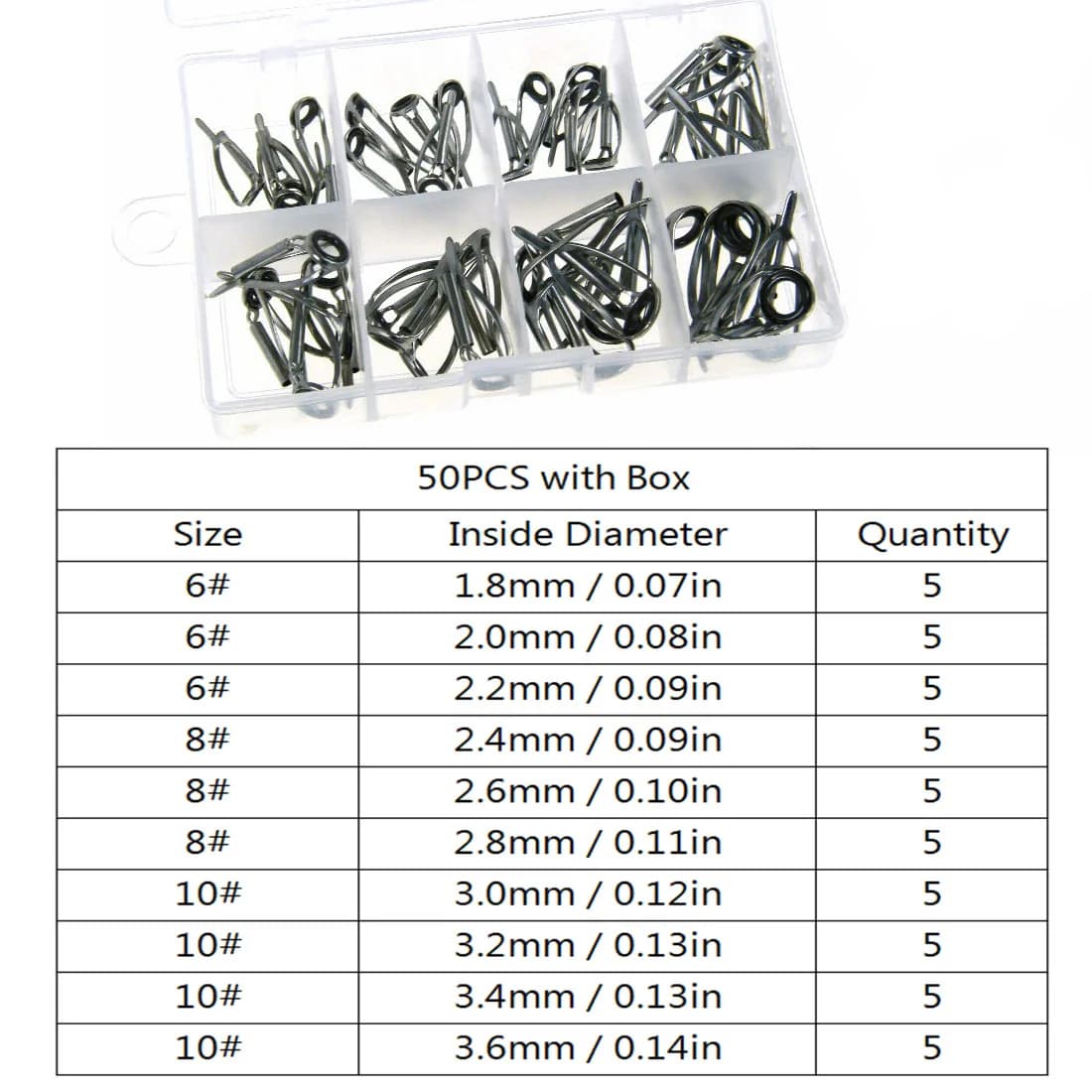 Fishing Rod Tip Guide Repair Kit, Stainless Steel Ceramic Rings