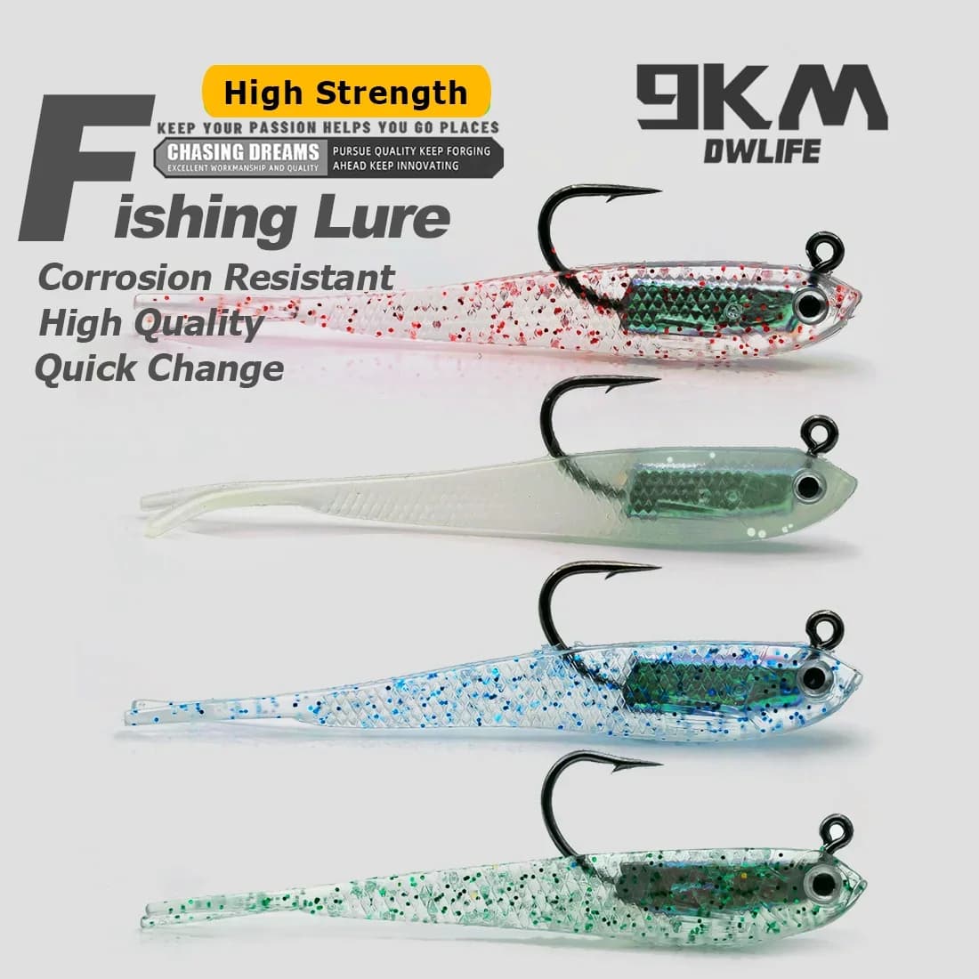 Soft Swimbait Lures with Jig Head, 5 Pack
