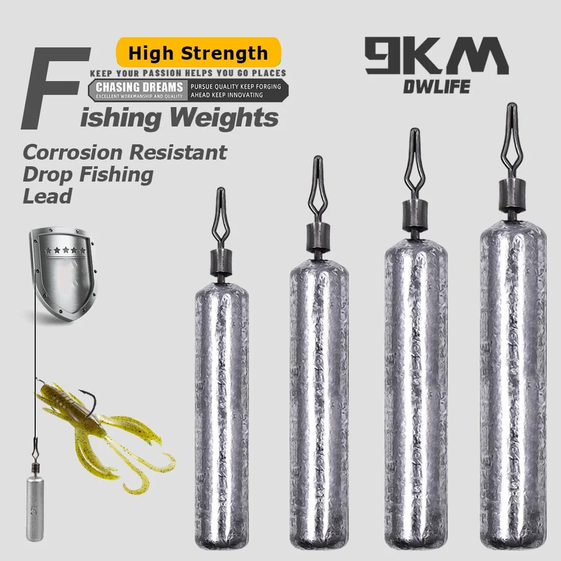 Drop Shot Pencil Sinkers with Barrel Swivels, 5-20 Pcs