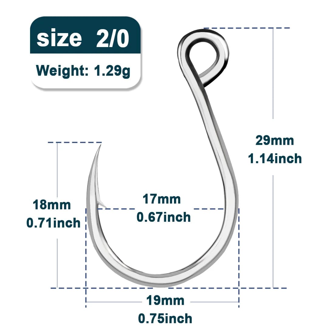 Barbed Inline Jigging Hooks for Carp and Saltwater