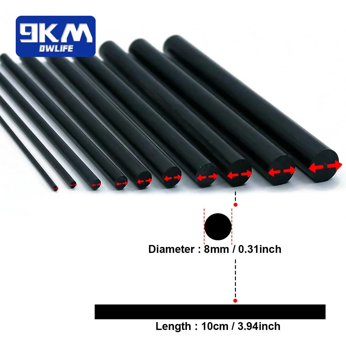 Carbon Fiber Rod Repair Kit with Wrapping Thread, 3 Pcs