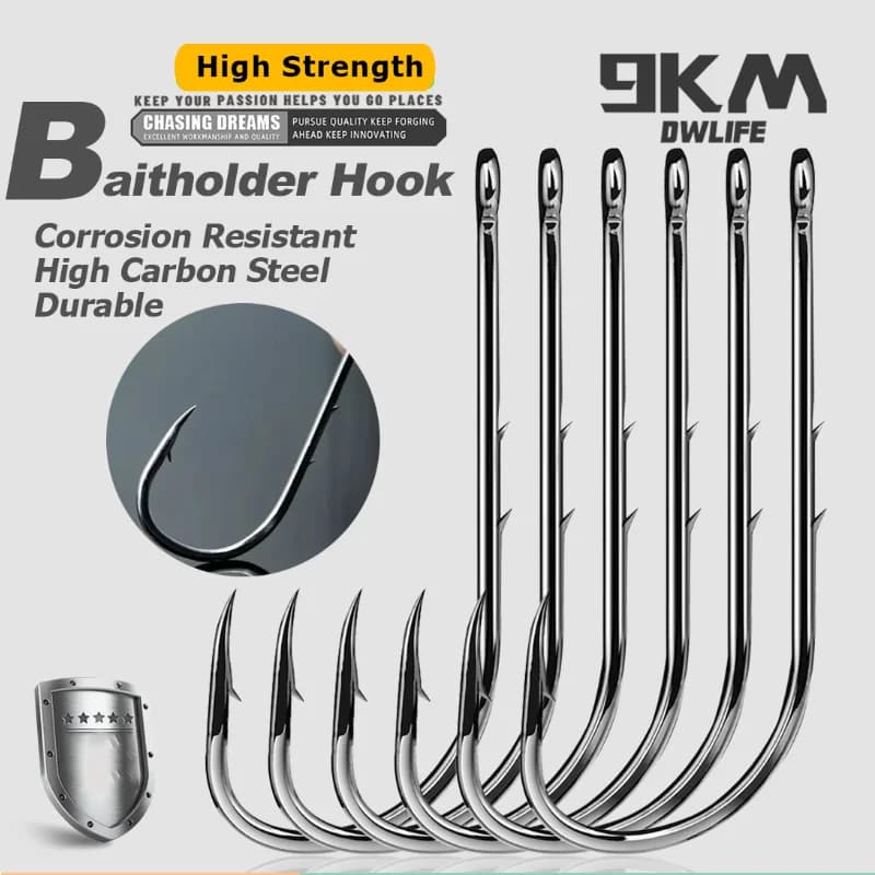 Barbed Long Shank Baitholder Fishing Hooks