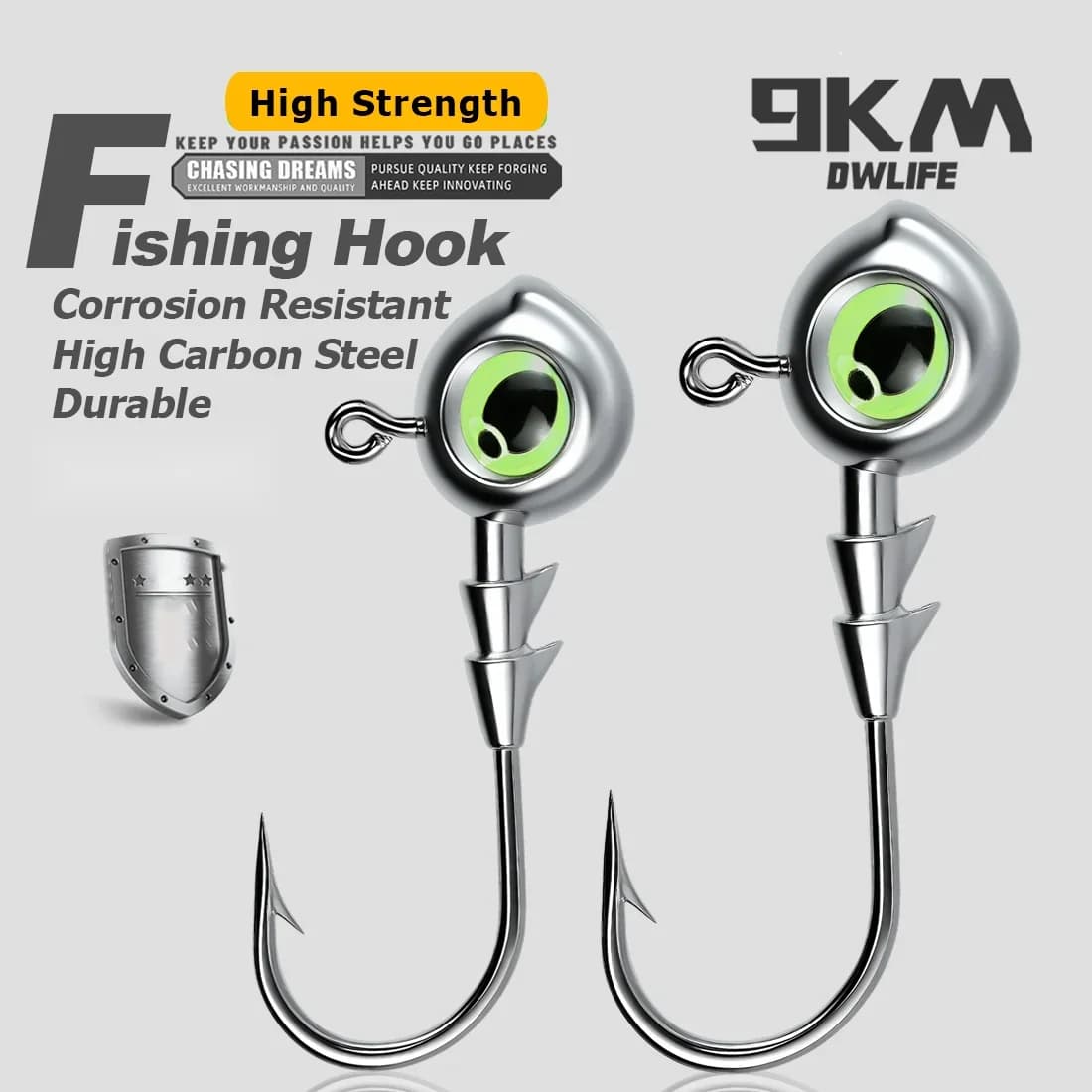 10Pcs Luminous Jig Head Hooks, 3.5g-10g