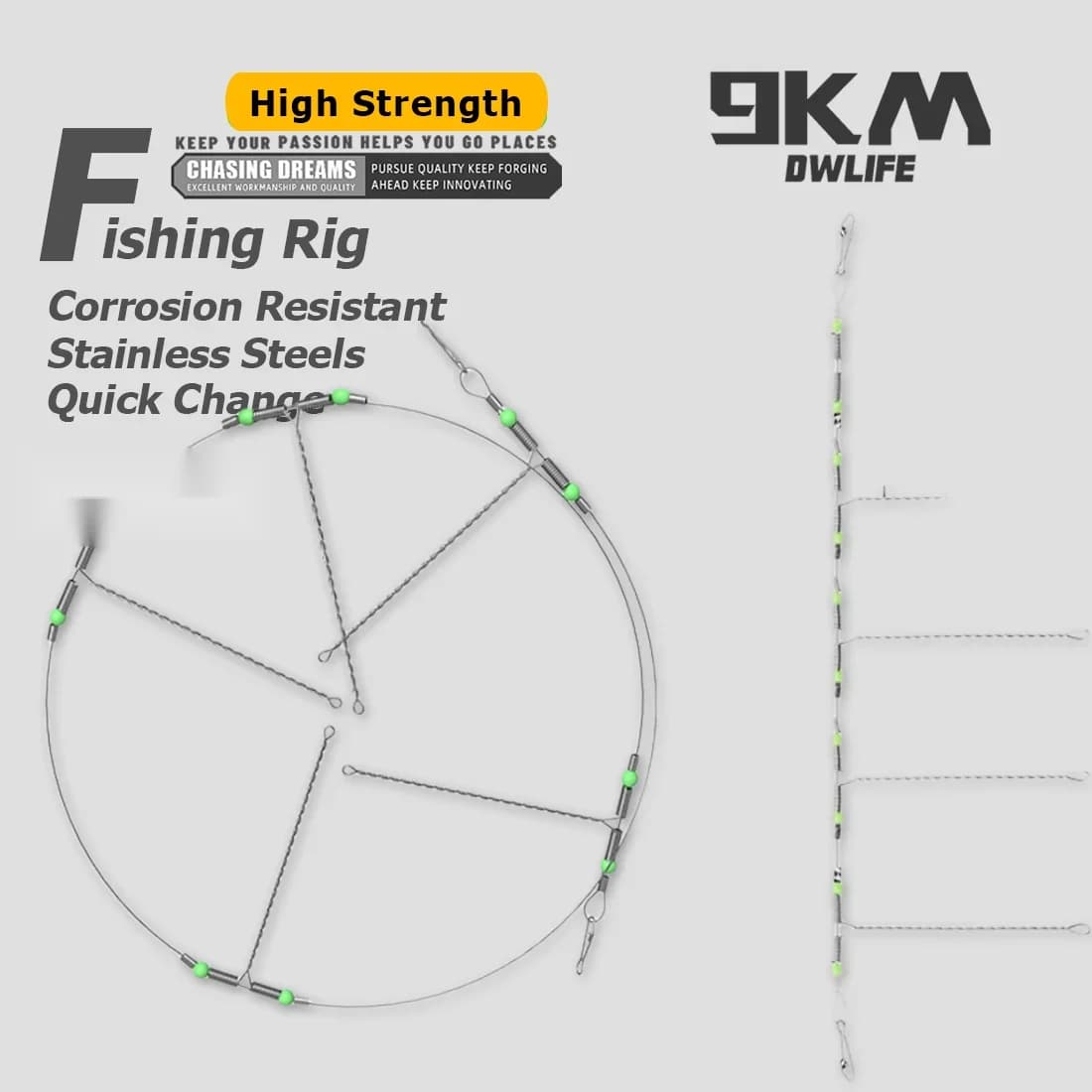 3-Way Swivel Fishing Rigs with Glow Beads