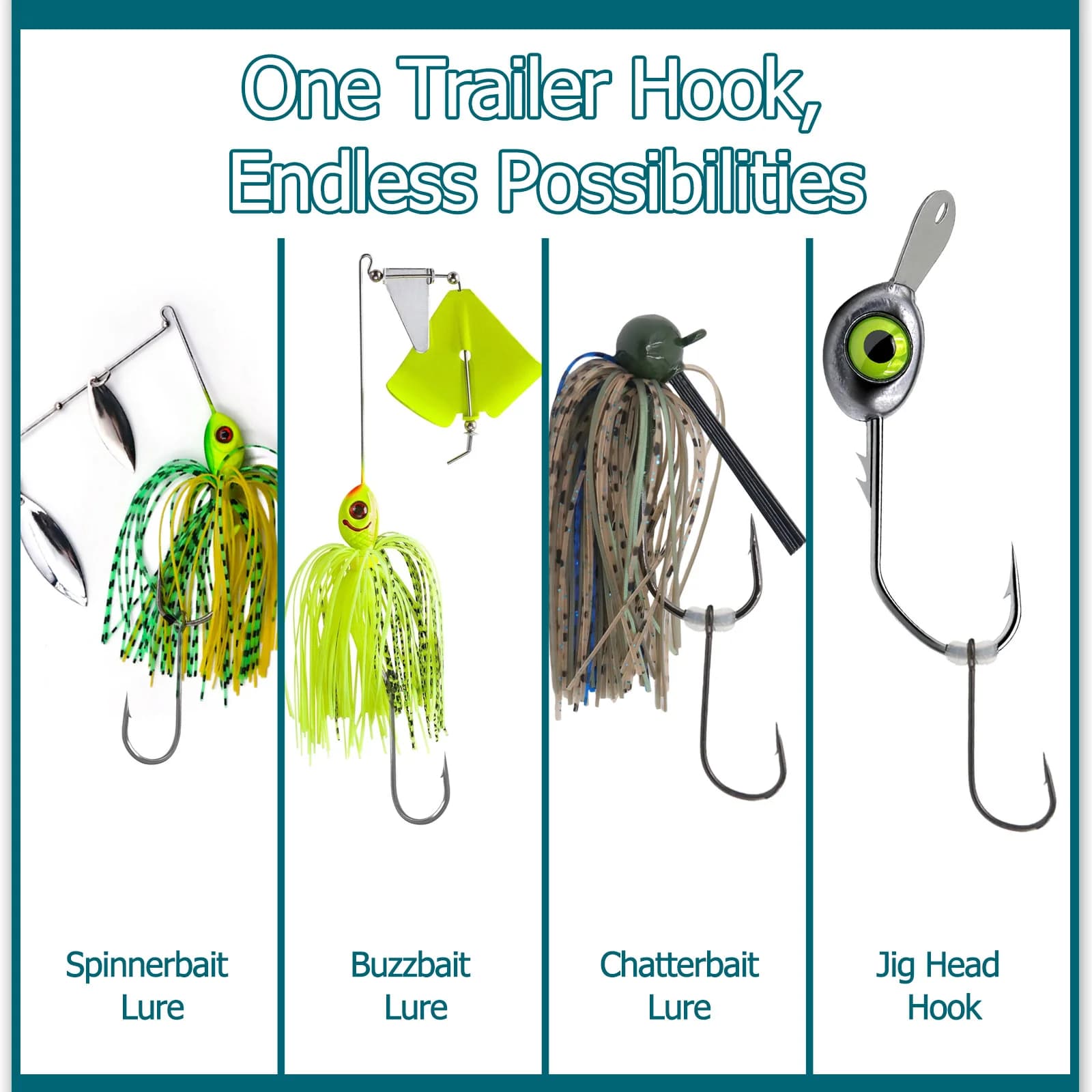 Fishing Trailer Hooks for Spinnerbaits, 50-200pcs