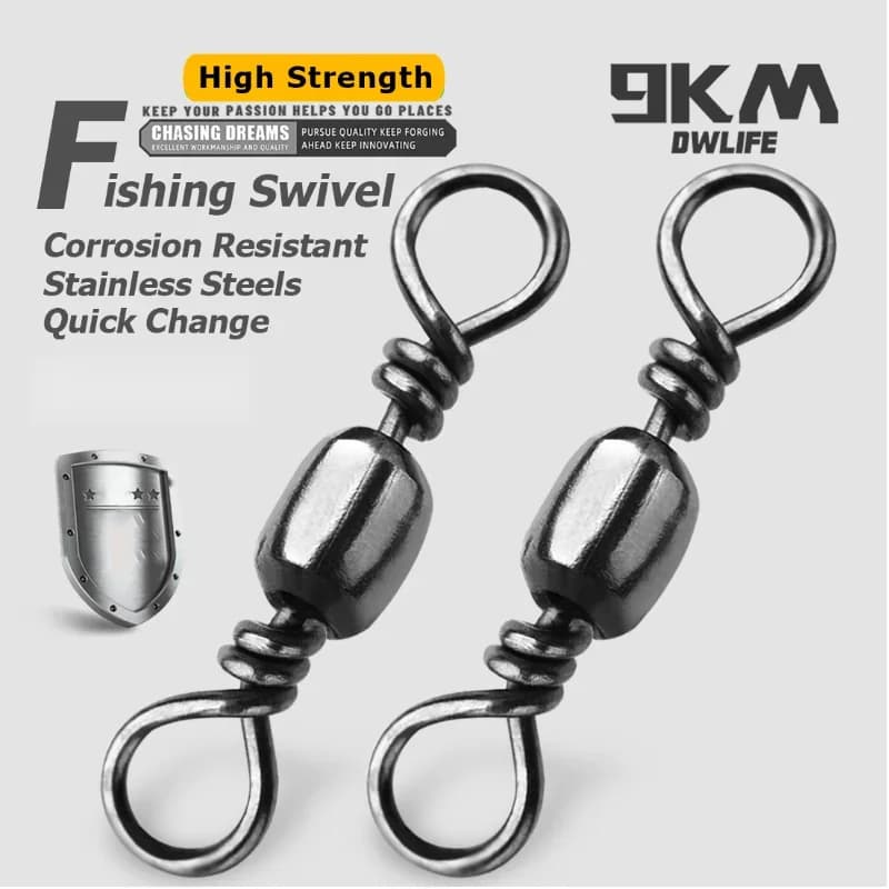 High Strength Rolling Barrel Fishing Swivels, 50-200 Pcs