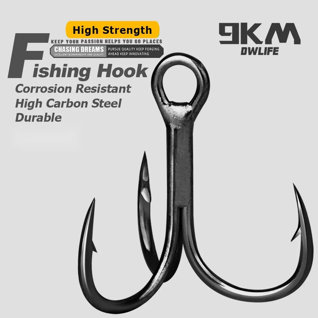 Black Saltwater Treble Fishing Hooks