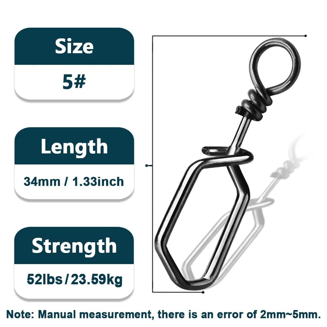 Stainless Steel Coast Lock Square Fishing Snaps, 50-200 Pcs