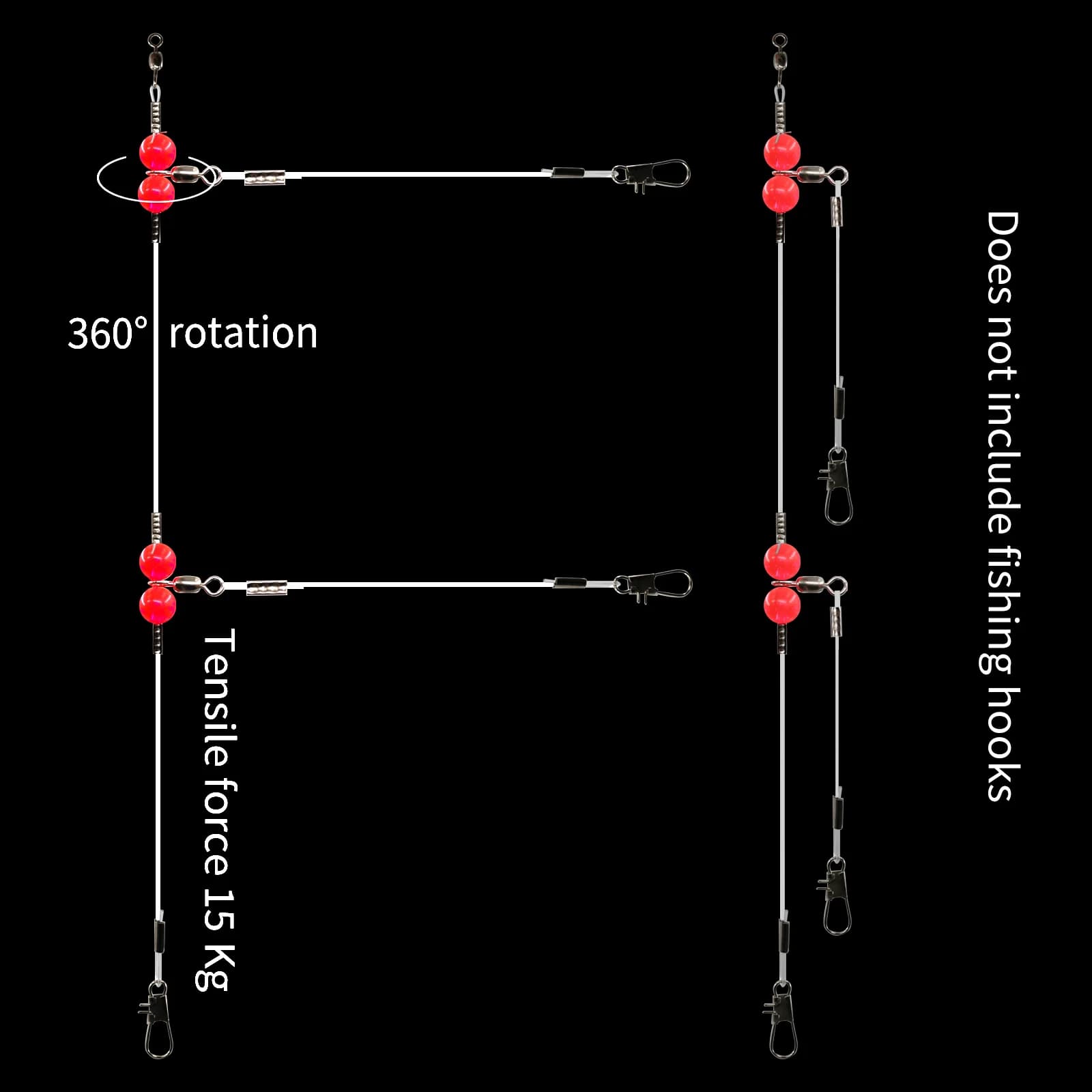 6pcs 3-Way Swivel Hook Connector Rig Set